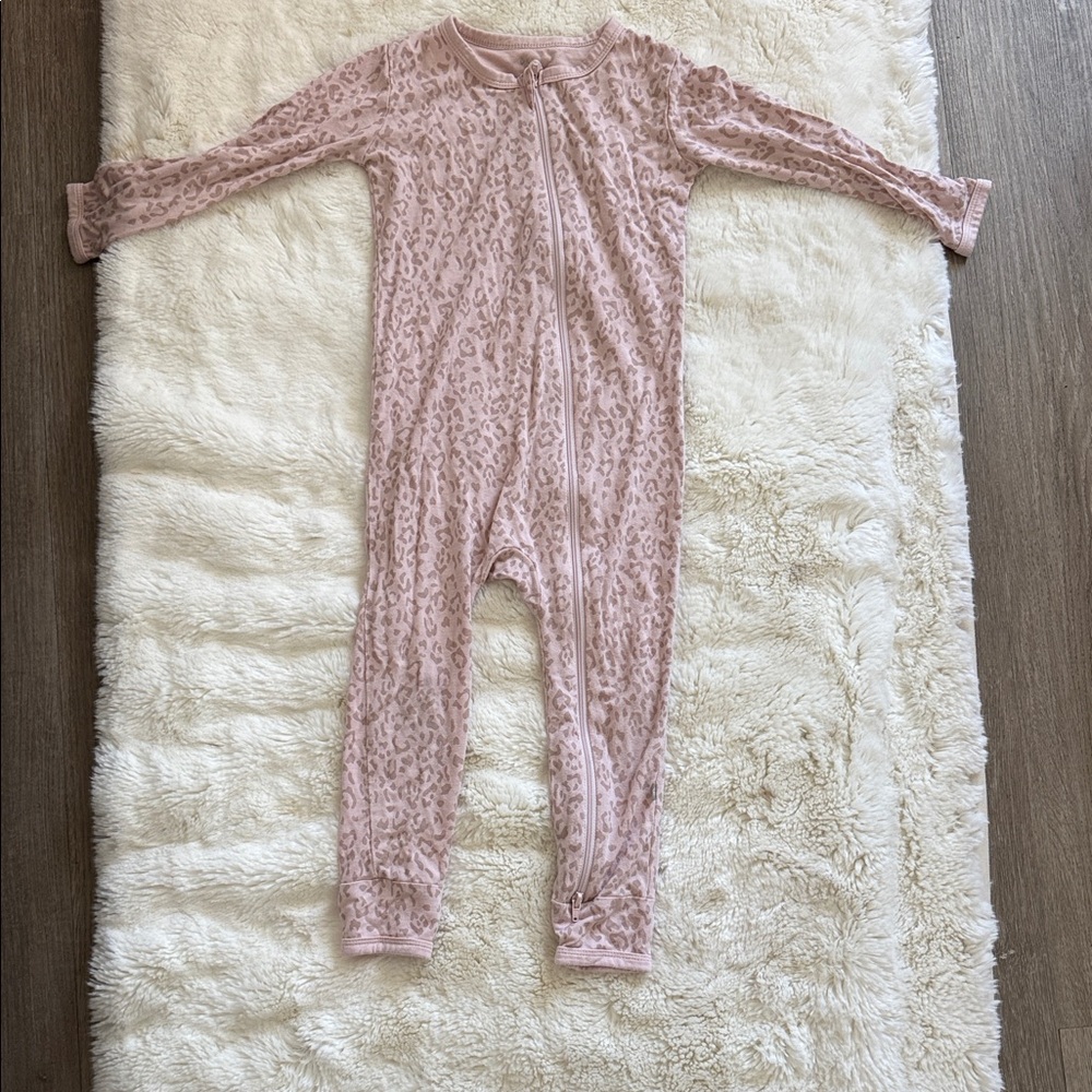 Kyte BABY Blush Leopard-Print Zip One-Piece